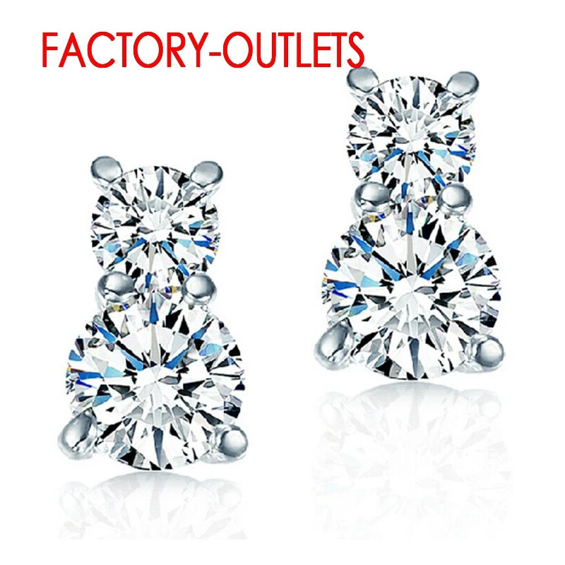 925 Sterling Silver Bridal Jewelry Sets Fashion Jewelry Necklaces Stud Earrings Round Crystal Women Girls Engagement Anniversary