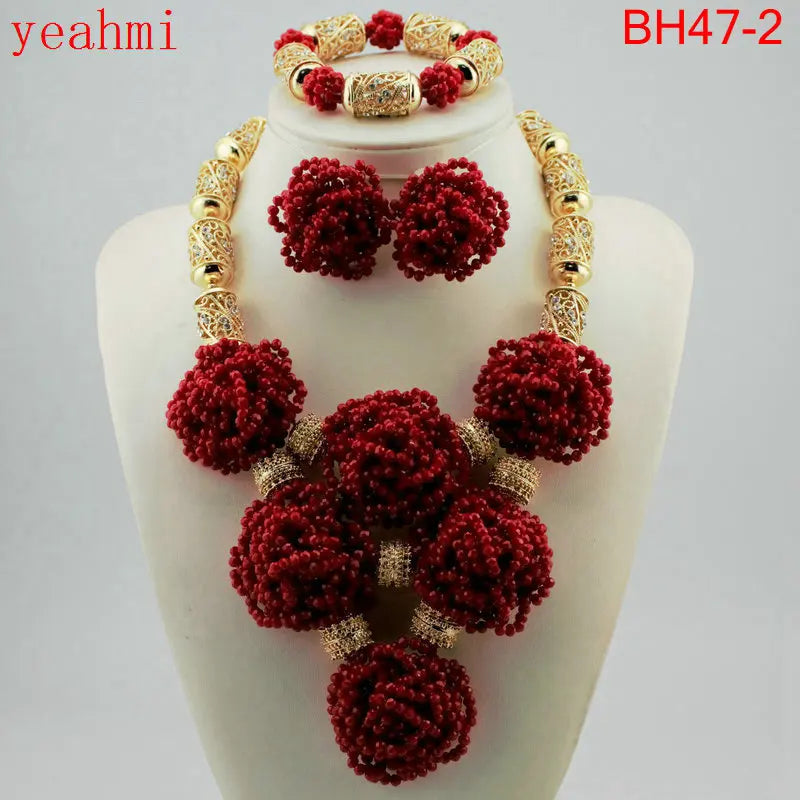 Fine Jewelry Sets For Women Gold Color Balls African Set Jewelry Nigerian Wedding Beads Sets