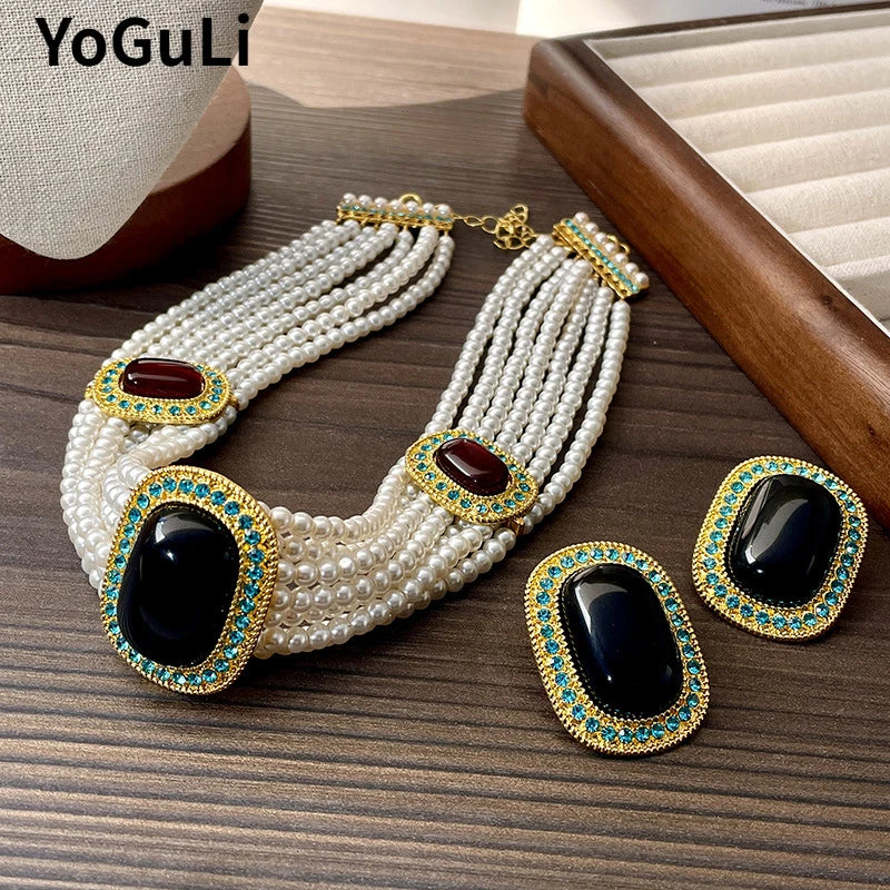 Modern Jewelry Luxury Temperament Geometry Simulated Pearl Necklace For Women Wedding Gifts Delicate Design Accessories