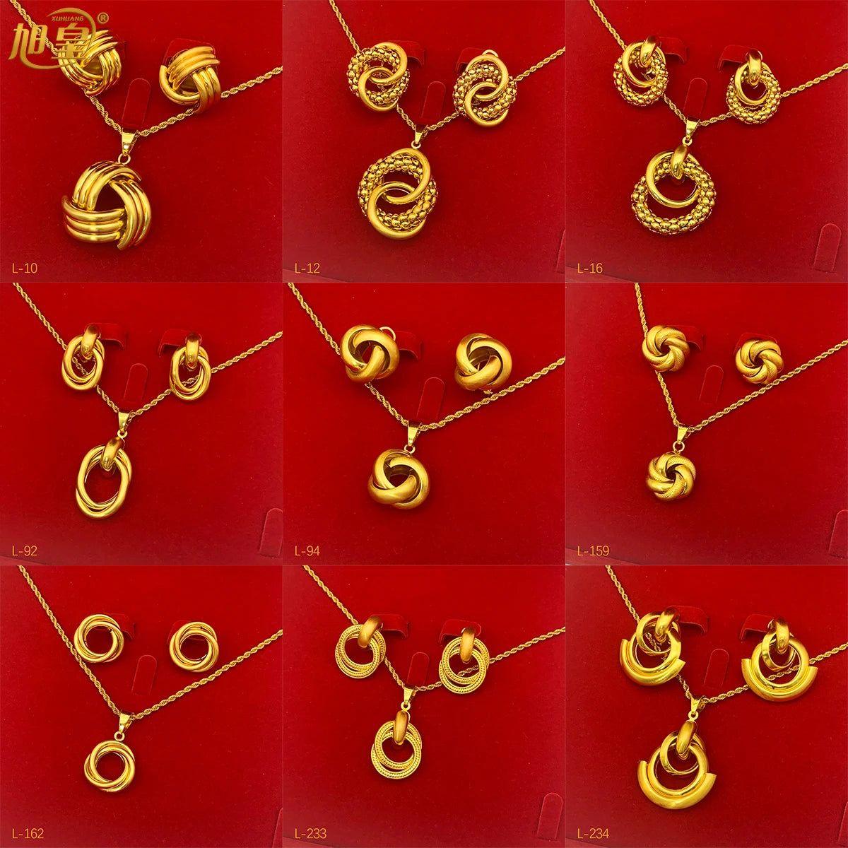 Gold Color Necklace and Earrings Set For Women Indian Dubai 24K Jewelry Set Two Piece Jewelry Wholesale Party Gifts