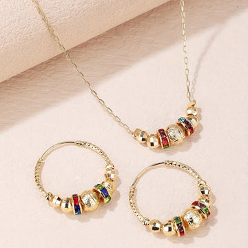 1 Pair of Earrings+1 Necklace Exquisite and Elegant Ethnic Style Jewelry Set, Suitable for Women's Daily Clothing