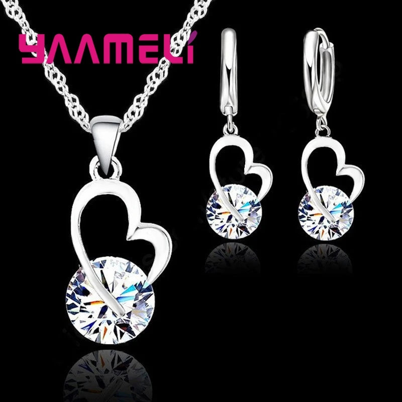 Exquisite Jewelry Sets For Women 925 Sterling Silver Wedding Earrings Pendant Necklace Party Anniversary Charm Gift