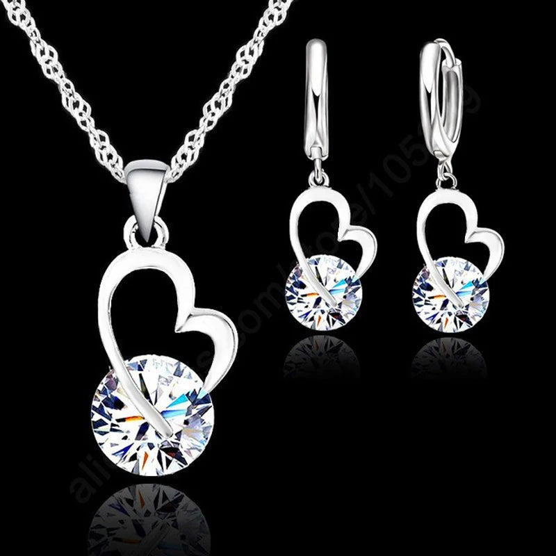 Exquisite Jewelry Sets For Women 925 Sterling Silver Wedding Earrings Pendant Necklace Party Anniversary Charm Gift